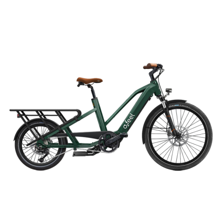 Vélo électrique longtail O2feel Equo Cargo Power 4.1 Trapèze Vert Emeraude 2023