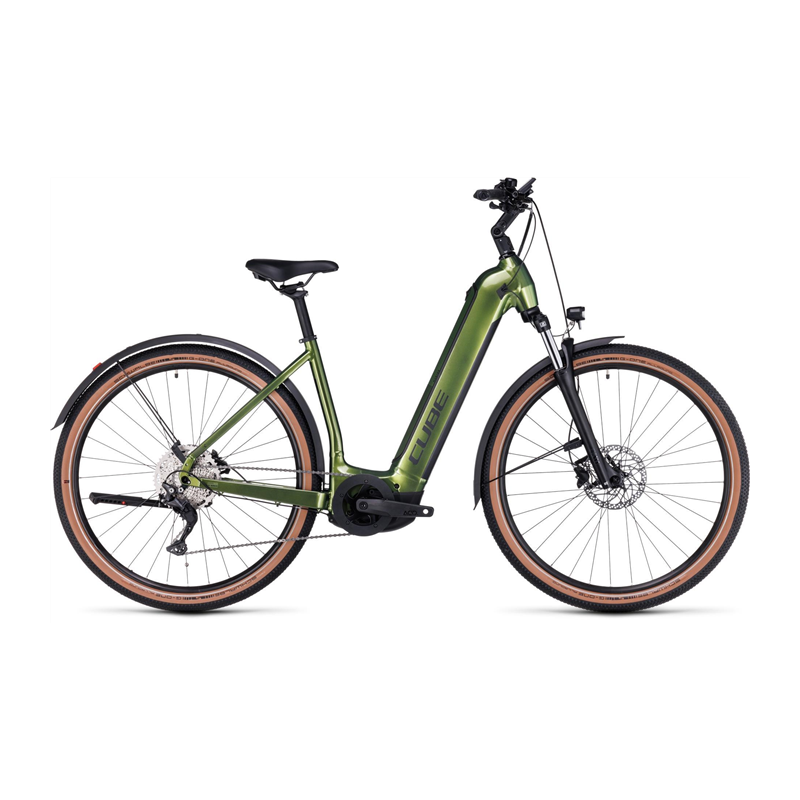 Vélo électrique Cube Nuride Hybrid Pro 750 Allroad Easy Entry Shinymoss´n´black 2024