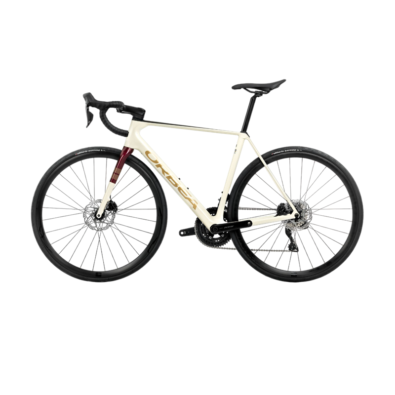 Vélo de route Orbea ORCA M30i Ivory White - Burgundy - Vulca 2025